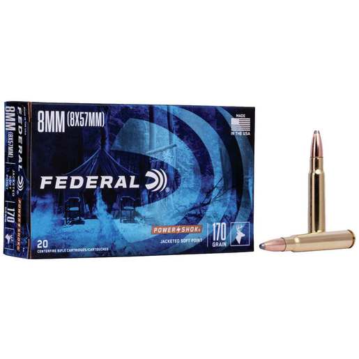 Federal Power-Shok 8mm Mauser (8x57mm Mauser) 170gr SP Rifle Ammo Ammo - 20 Rounds 20 Rounds Ammo