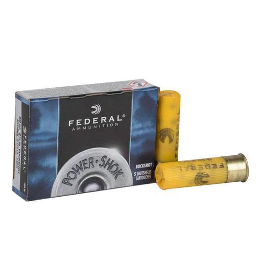 Federal Power-Shok 20 Gauge 2-3/4in #3 Buck Buckshot Shotshells Ammo - 5 Rounds Ammo - #3 Buck 5 Rounds - #3 Buck Ammo