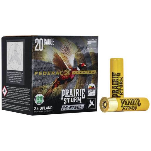 Federal Prairie Storm FS Steel 20 Gauge #4 3in Shotshells Ammo - 25 Rounds Ammo - #4 25 Rounds - #4 Ammo