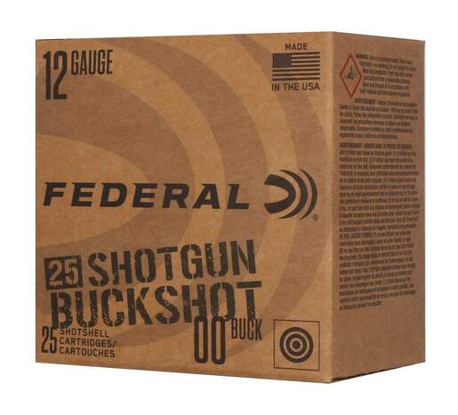 Federal Premium 12 Gauge 2-3/4in 00 Buck Big Game Shotshells Ammo - 25 Rounds 00 Buck 25 Rounds 00 Buck Ammo