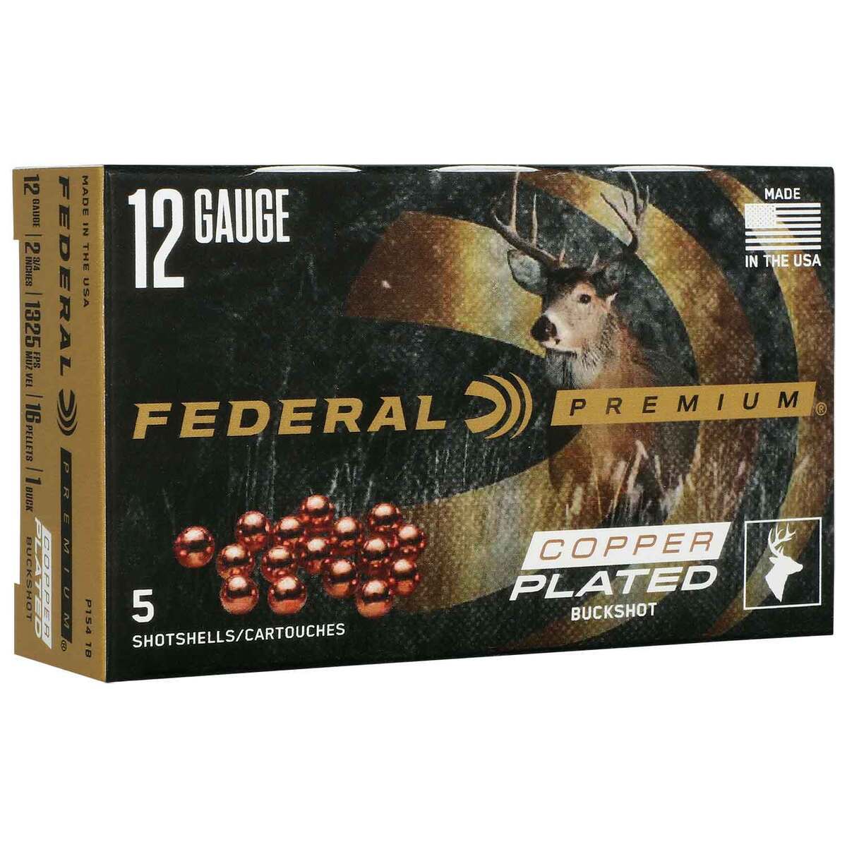 Federal Premium 12 Gauge 2-3/4in #1 Buck Buckshot Shotshells - 5 Rounds Federal Premium 12 Gauge 2-3/4in #1 Buck Buckshot Shotshells - 5 Rounds