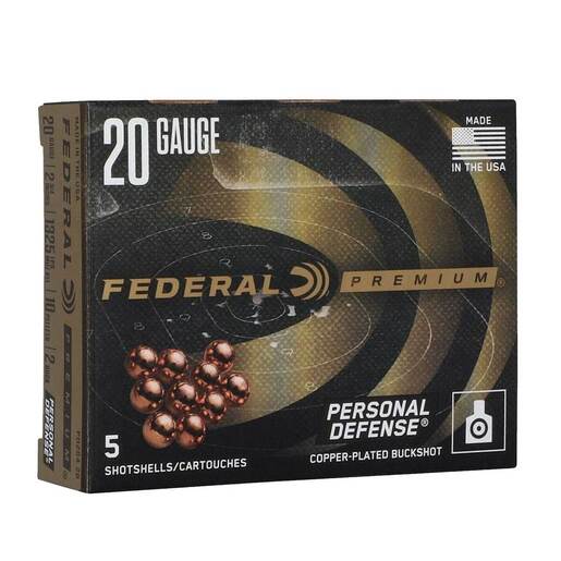 Federal Premium 20 Gauge Copper Plated Buckshot Rifle Ammo With Flitecontrol Wad Ammo - 5 Rounds 2 Buck 5 Rounds 2 Buck Ammo