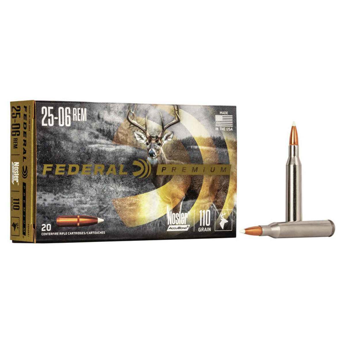 Federal Premium 25-06 Remington 110gr Nosler Accubond Rifle Ammo - 20 Rounds Federal Premium 25-06 Remington 110gr Nosler Accubond Rifle Ammo - 20 Rounds