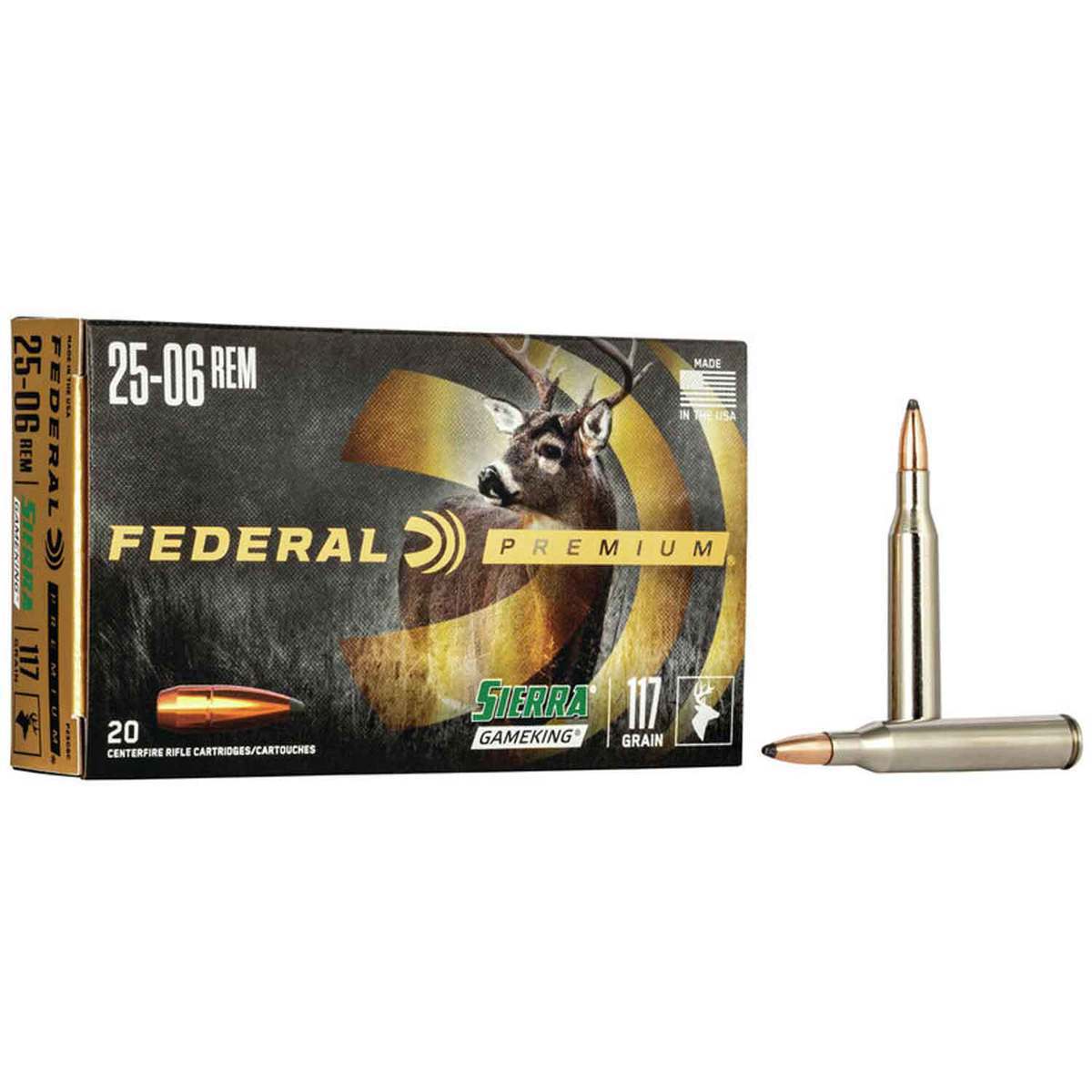 Federal Premium 25-06 Remington 117gr Sierra GameKing BT SP Rifle Ammo - 20 Rounds Federal Premium 25-06 Remington 117gr Sierra GameKing BT SP Rifle Ammo - 20 Rounds