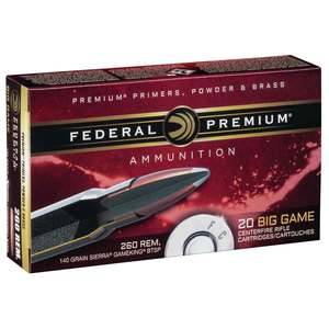 Federal Premium 260 Remington 140gr Sierra GameKing BT SP Rifle Ammo - 20 Rounds