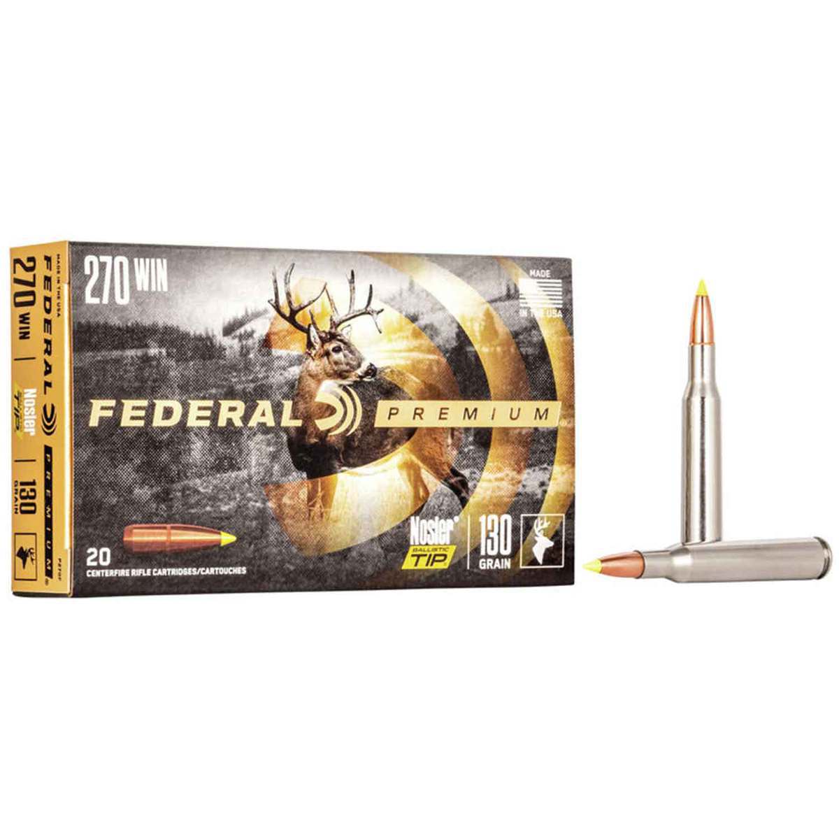 Federal Premium 270 Winchester 130gr Nosler Ballistic Tip Rifle Ammo - 20 Rounds Federal Premium 270 Winchester 130gr Nosler Ballistic Tip Rifle Ammo - 20 Rounds