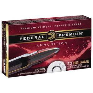 Federal Premium 270 Winchester 130gr Sierra GameKing BT SP Rifle Ammo - 20 Rounds