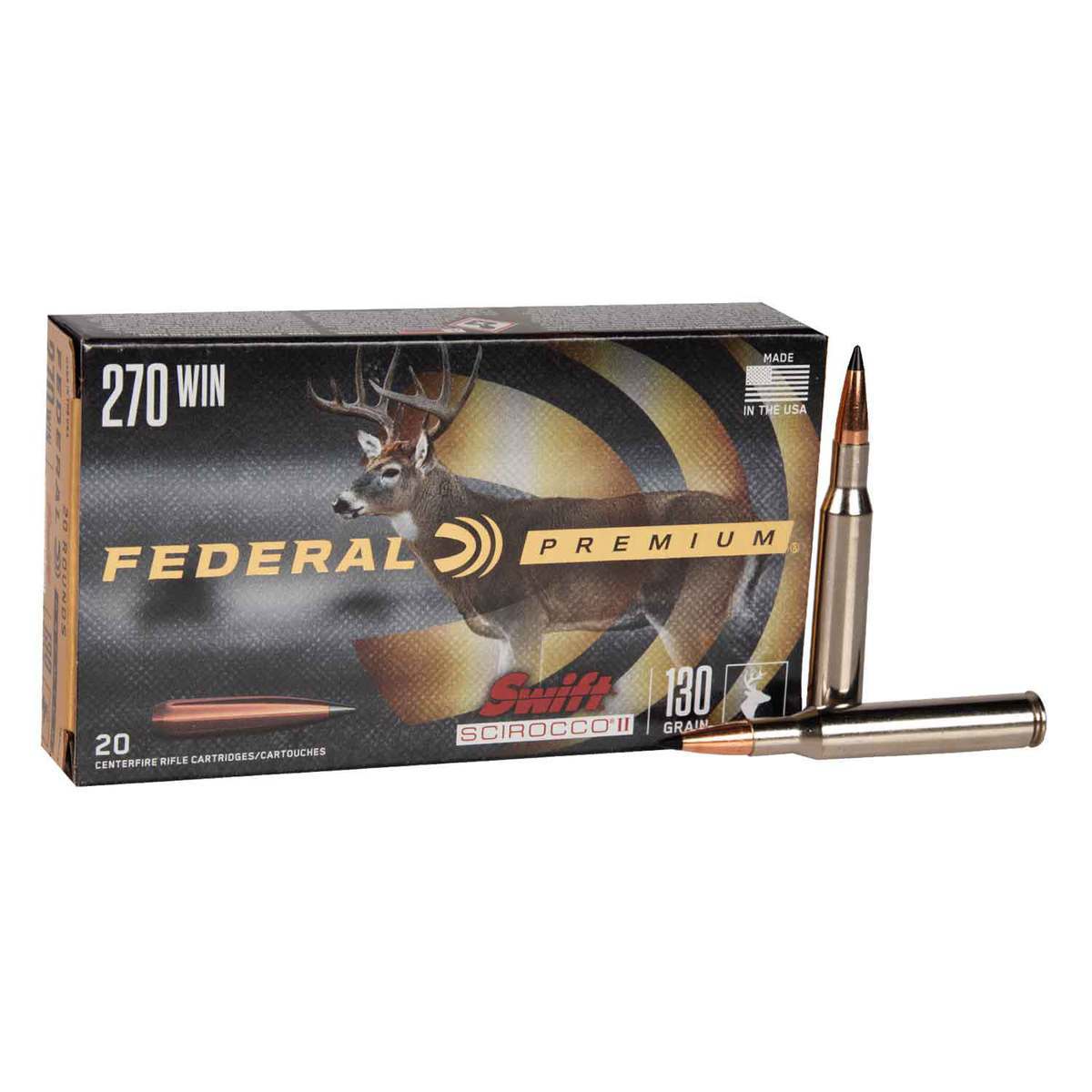 Federal Premium 270 Winchester 130gr Swift Scirocco II Rifle Ammo - 20 Rounds Federal Premium 270 Winchester 130gr Swift Scirocco II Rifle Ammo - 20 Rounds