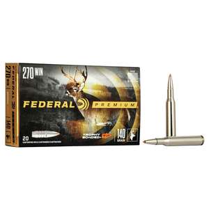Federal Premium 270 Winchester 140gr Trophy Bonded Rifle Ammo - 20 Rounds Federal Premium 270 Winchester 140gr Trophy Bonded Rifle Ammo - 20 Rounds