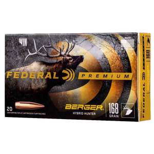 Federal Premium 280 Ackley Improved 168gr Berger Hybrid Rifle Ammo - 20 Rounds