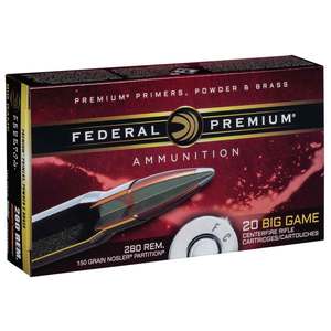 Federal Premium 280 Remington 150gr Nosler Partition Rifle Ammo - 20 Rounds