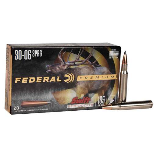 Federal Premium 30-06 Springfield 165gr Swift Scirocco II Rifle Ammo Ammo - 20 Rounds 20 Rounds Ammo