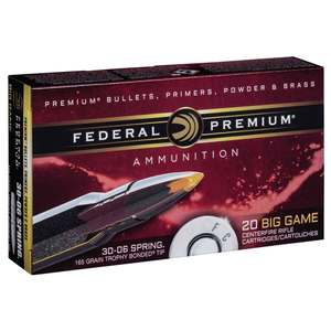 Federal Premium 30-06 Springfield 165gr Trophy Bonded Rifle Ammo - 20 Rounds
