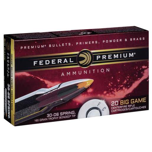 Federal Premium 30-06 Springfield 165gr Trophy Bonded Rifle Ammo Ammo - 20 Rounds 20 Rounds Ammo
