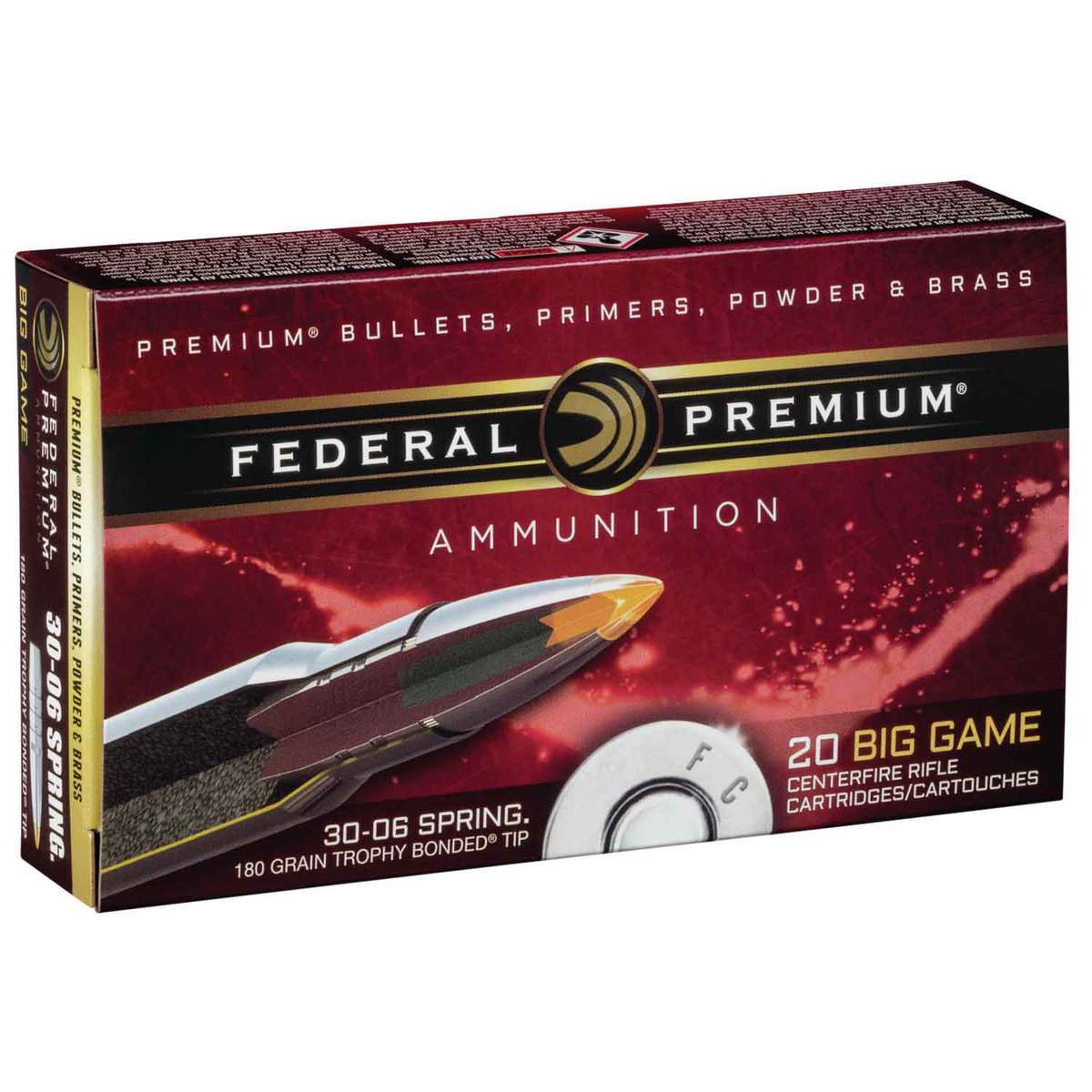 Federal Premium 30-06 Springfield 180gr Trophy Bonded Rifle Ammo - 20 Rounds Federal Premium 30-06 Springfield 180gr Trophy Bonded Rifle Ammo - 20 Rounds