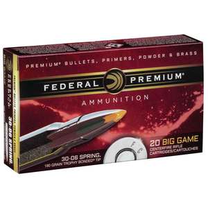 Federal Premium 30-06 Springfield 180gr Trophy Bonded Rifle Ammo - 20 Rounds