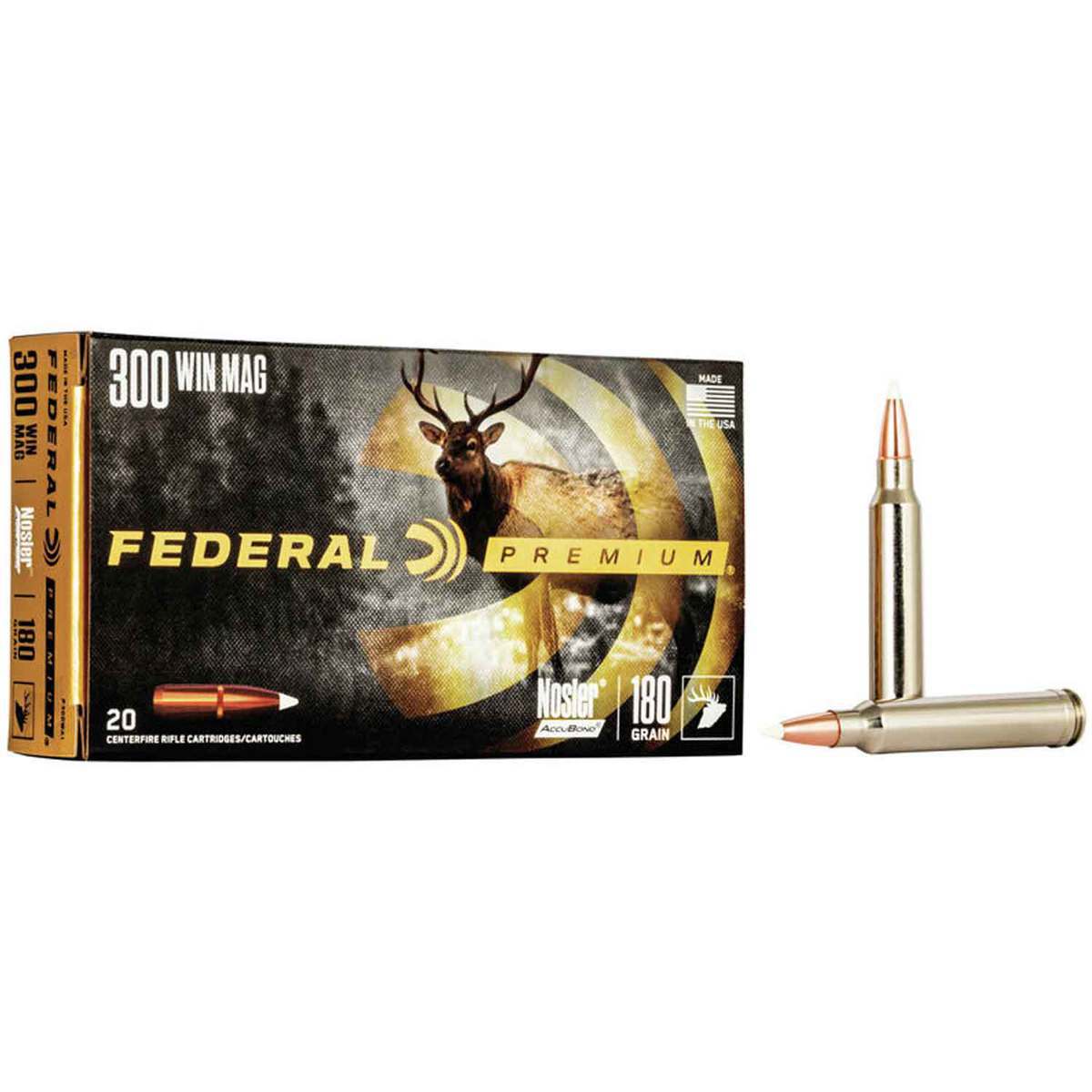 Federal Premium 300 Winchester Magnum 180gr Nosler AccuBond Rifle Ammo - 20 Rounds Federal Premium 300 Winchester Magnum 180gr Nosler AccuBond Rifle Ammo - 20 Rounds
