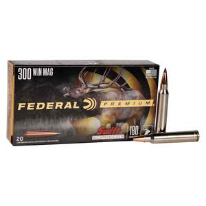 Federal Premium 300 Winchester Magnum 180gr Swift Scirocco II Rifle Ammo - 20 Rounds Federal Premium 300 Winchester Magnum 180gr Swift Scirocco II Rifle Ammo - 20 Rounds
