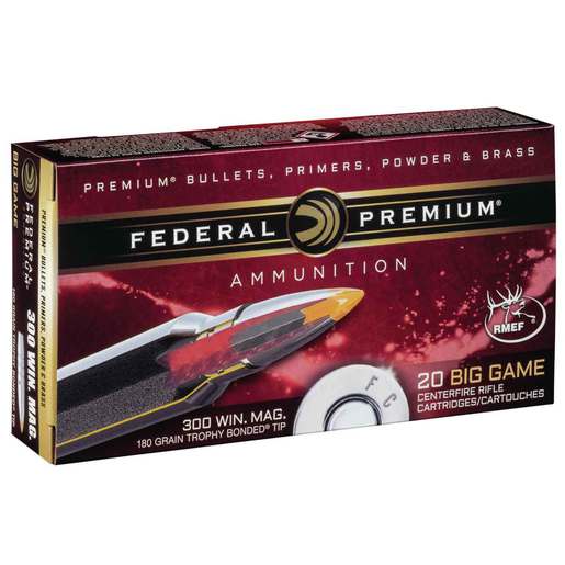 Federal Premium 300 Winchester Magnum 180gr Trophy Bonded Rifle Ammo Ammo - 20 Rounds 20 Rounds Ammo