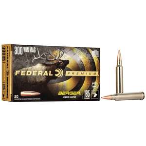 Federal Premium 300 Winchester Magnum 185gr Berger Hybrid Rifle Ammo - 20 Rounds