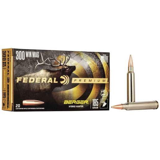 Federal Premium 300 Winchester Magnum 185gr Berger Hybrid Rifle Ammo Ammo - 20 Rounds 20 Rounds Ammo