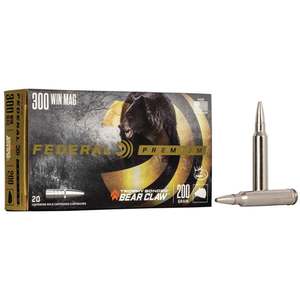 Federal Premium 300 Winchester Magnum 200gr Trophy Bonded Bear Claw Rifle Ammo - 20 Rounds