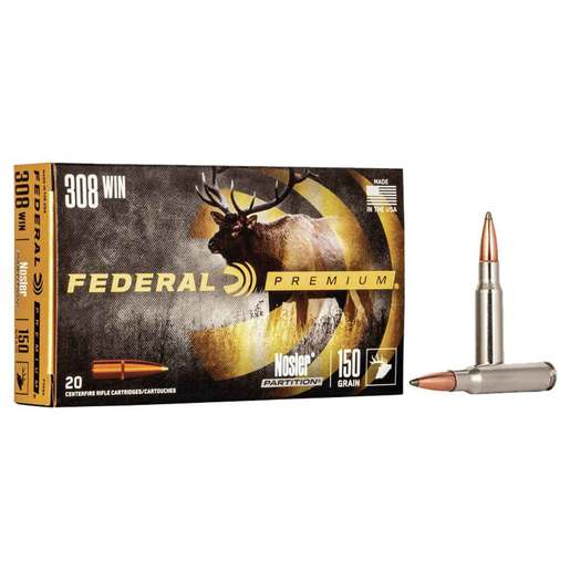 Federal Premium 308 Winchester 150gr Nosler Partition Rifle Ammo Ammo - 20 Rounds 20 Rounds Ammo