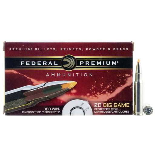 Federal Premium 308 Winchester 165gr Trophy Bonded Rifle Ammo Ammo - 20 Rounds 20 Rounds Ammo