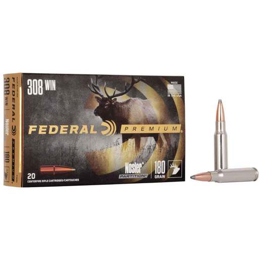 Federal Premium 308 Winchester 180gr Nosler Partition Rifle Ammo Ammo - 20 Rounds 20 Rounds Ammo
