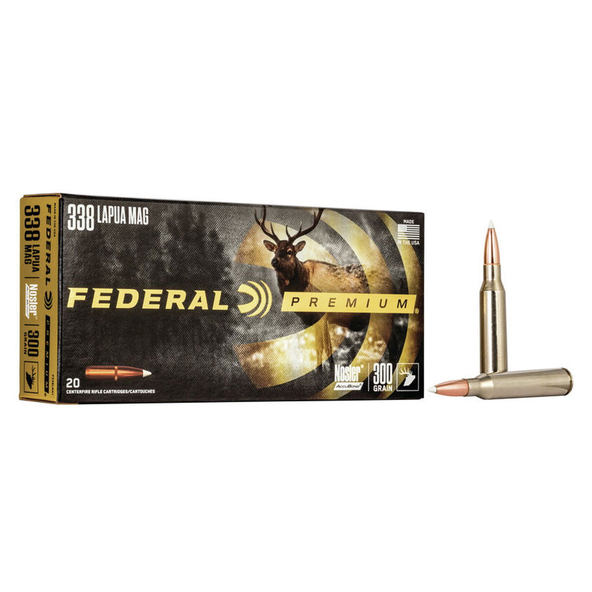Federal Premium 338 Lapua Magnum 300gr Nosler Accubond Rifle Ammo - 20 Rounds Federal Premium 338 Lapua Magnum 300gr Nosler Accubond Rifle Ammo - 20 Rounds