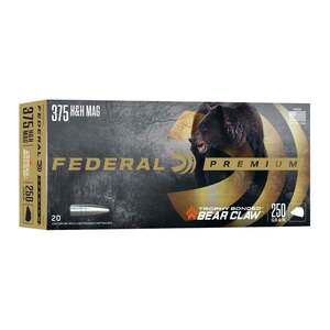 Federal Premium 375 H&H Magnum 250gr Trophy Bonded Bear Claw Centerfire Rifle Ammo - 20 Rounds
