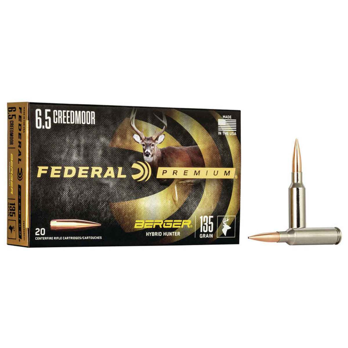 Federal Premium 6.5 Creedmoor 135gr Berger Hybrid Rifle Ammo - 20 Rounds Federal Premium 6.5 Creedmoor 135gr Berger Hybrid Rifle Ammo - 20 Rounds