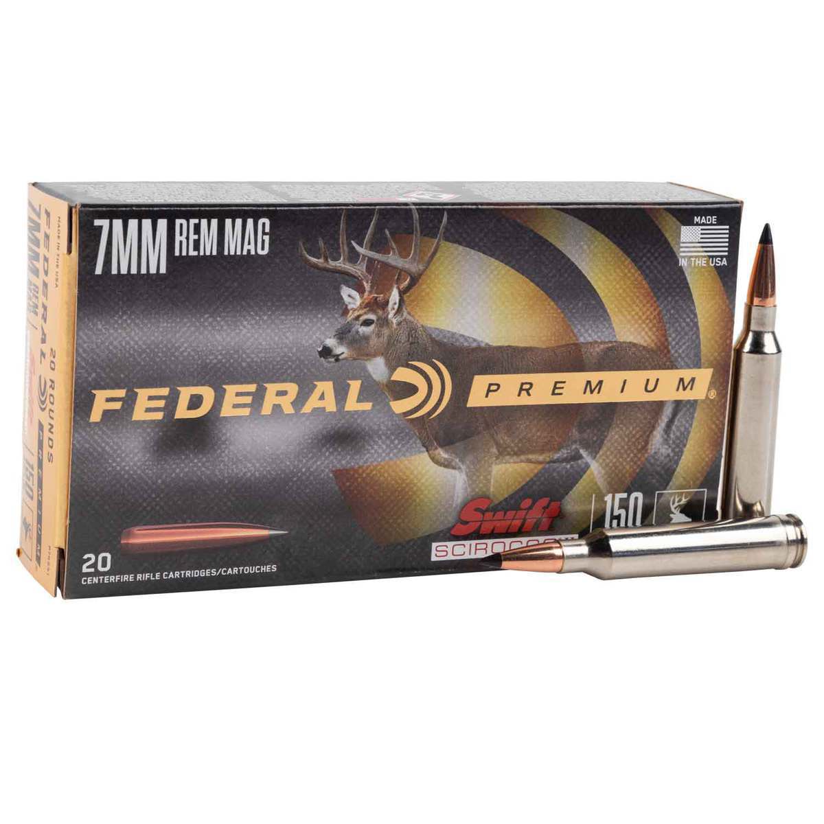 Federal Premium 7mm Remington Magnum 150gr Swift Scirocco II Rifle Ammo - 20 Rounds Federal Premium 7mm Remington Magnum 150gr Swift Scirocco II Rifle Ammo - 20 Rounds