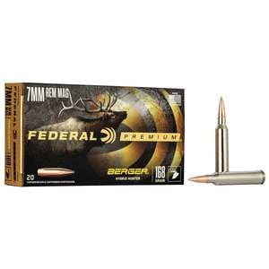 Federal Premium 7mm Remington Magnum 168gr Berger Hybrid Rifle Ammo - 20 Rounds