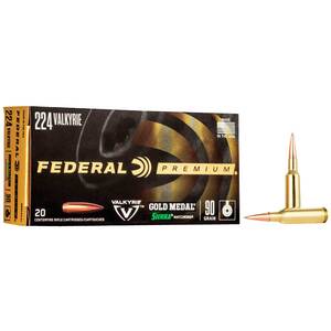 Federal Premium Gold Medal 224 Valkyrie 77gr Tipped MatchKing Rifle Ammo - 20 Rounds