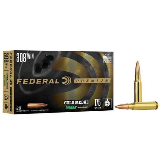 Federal Premium Gold Medal 308 Winchester 175gr Sierra Matchking BTHP Rifle Ammo Ammo - 20 Rounds 20 Rounds Ammo