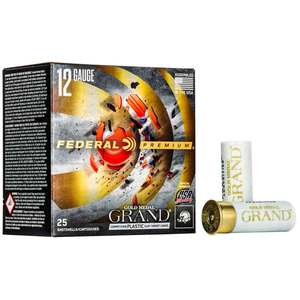 Federal Premium Gold Medal Grand Plastic 12 Gauge 2-3/4in #7.5 1.125oz Competition Shotshells - 25 Rounds