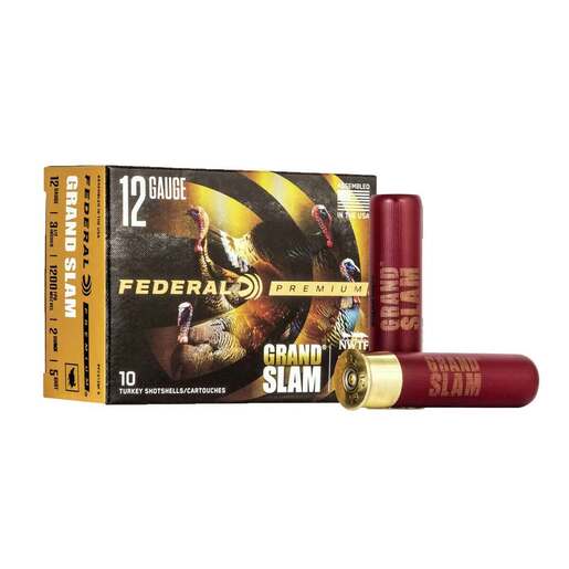 Federal Premium Grand Slam 12 Gauge 3-1/2in #5 2oz Turkey Shotshells – 10 Rounds – #5