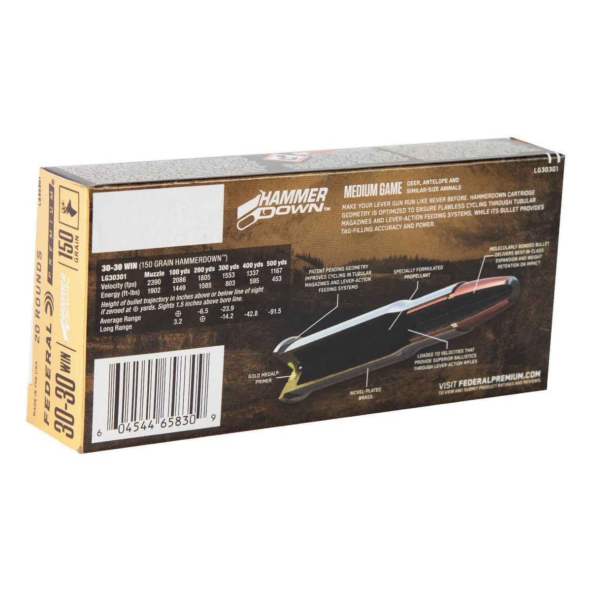 Federal Premium HammerDown 30-30 Winchester 150gr Bonded SP Rifle Ammo - 20 Rounds Federal Premium HammerDown 30-30 Winchester 150gr Bonded SP Rifle Ammo - 20 Rounds