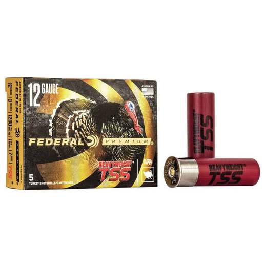 Federal Premium Heavyweight TSS 12 Gauge 3in #7 1-3/4oz Turkey Shotshells Ammo - 5 Rounds Ammo - #7 5 Rounds - #7 Ammo