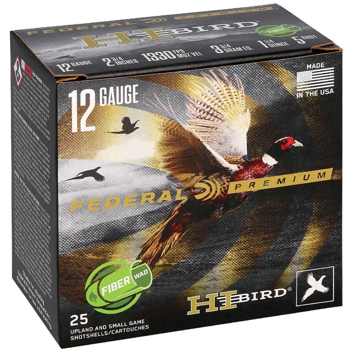 Federal Premium Hi-Bird 12 Gauge 2-3/4in #5 1-1/4oz Upland Shotshells ...