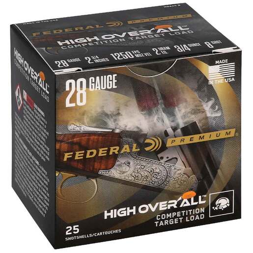 Federal Premium High Over All 28 Gauge 2-3/4in #8 3/4oz Target Shotshells Ammo - 25 Rounds Ammo - #8 25 Rounds - #8 Ammo