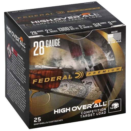 Federal Premium High Over All 28 Gauge 2-3/4in #9 3/4oz Target Shotshells – 25 Rounds – #9