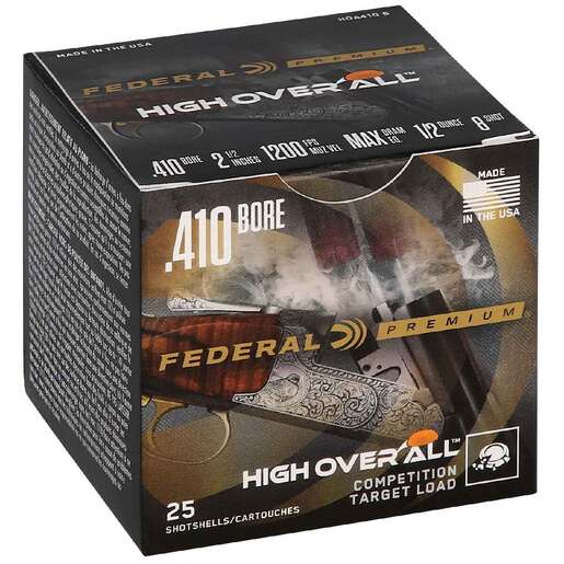 Federal Premium High Over All 410 Gauge 2-1/2in #8 1/2oz Target Shotshells Ammo - 25 Rounds Ammo - #8 25 Rounds - #8 Ammo