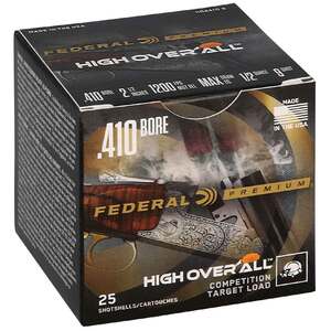 Federal Premium High Over All 410 Gauge 2-1/2in #9 1/2oz Target Shotshells - 25 Rounds Federal Premium High Over All 410 Gauge 2-1/2in #9 1/2oz Target Shotshells - 25 Rounds