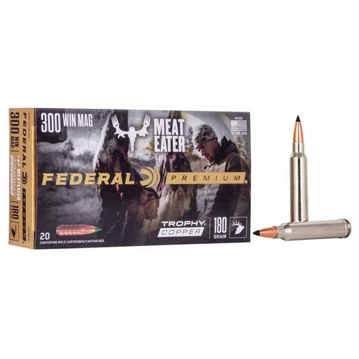 Federal Premium MeatEater 300 Winchester Magnum 180gr Trophy Copper Rifle Ammo Ammo - 20 Rounds 20 Rounds Ammo