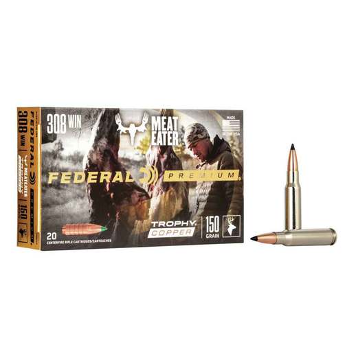 Federal Premium MeatEater 308 Winchester 150gr Trophy Copper Rifle Ammo Ammo - 20 Rounds 20 Rounds Ammo