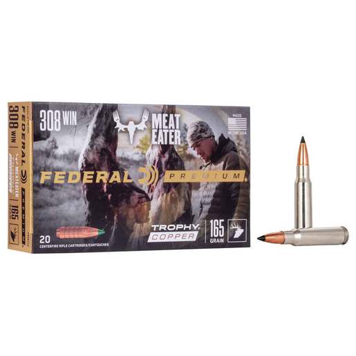 Federal Premium MeatEater 308 Winchester 165gr Trophy Copper Rifle Ammo Ammo - 20 Rounds 20 Rounds Ammo