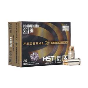 Federal Premium Personal Defense 357 SIG 125gr HST Jacketed Hollow Point Centerfire Handgun Ammo - 20 Rounds