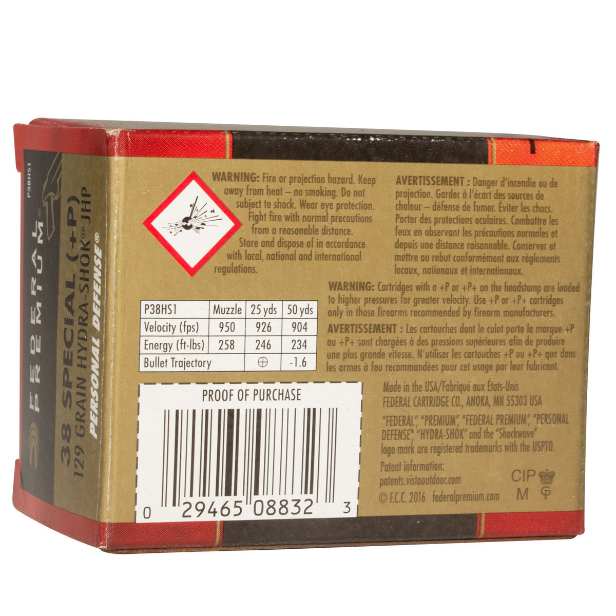 Federal Premium Personal Defense 38 Special +P 129gr Hydra-Shok JHP Handgun Ammo - 20 Rounds Federal Premium Personal Defense 38 Special +P 129gr Hydra-Shok JHP Handgun Ammo - 20 Rounds